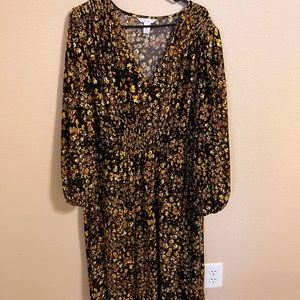 London Times Black and Yellow Midi Dress